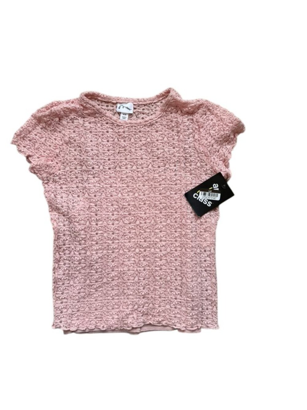 Art Class Girls 8 Pink Crochet Pointelle Puff Sleeve Top NWT.